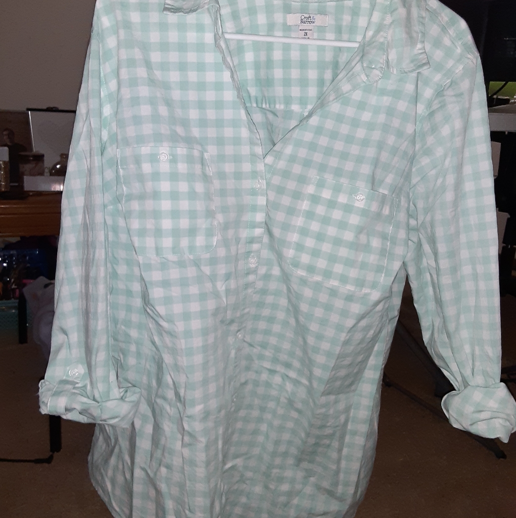 Teal Button Down Top